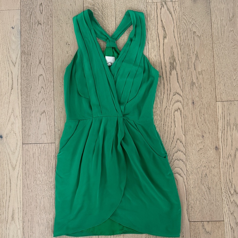 Greylin Vibrant Green Cross-Back Mini Dress